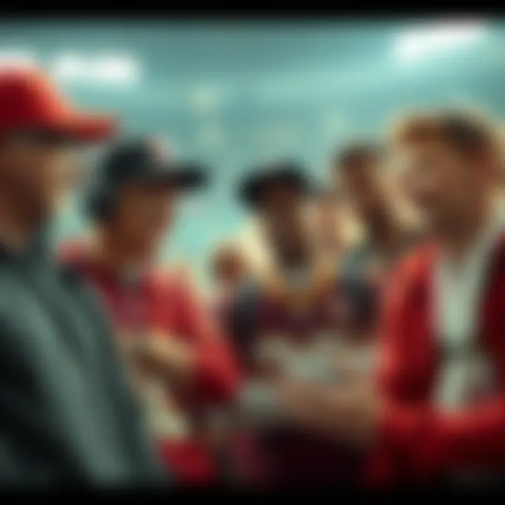 Fans debating Caleb vs Mahomes A group of football fans discussing their choice between Caleb and Mahomes, showing mixed emotions.
