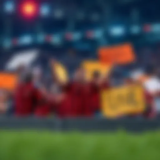 Disappointed fans holding signs in a stadium after the team scores zero points in the first quarter