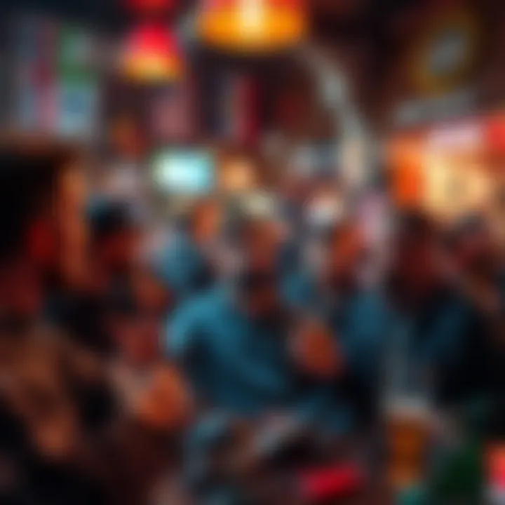 Fans React to Ayton's Betting Ban A group of frustrated sports fans discussing Ayton's betting slip ban in a crowded bar.