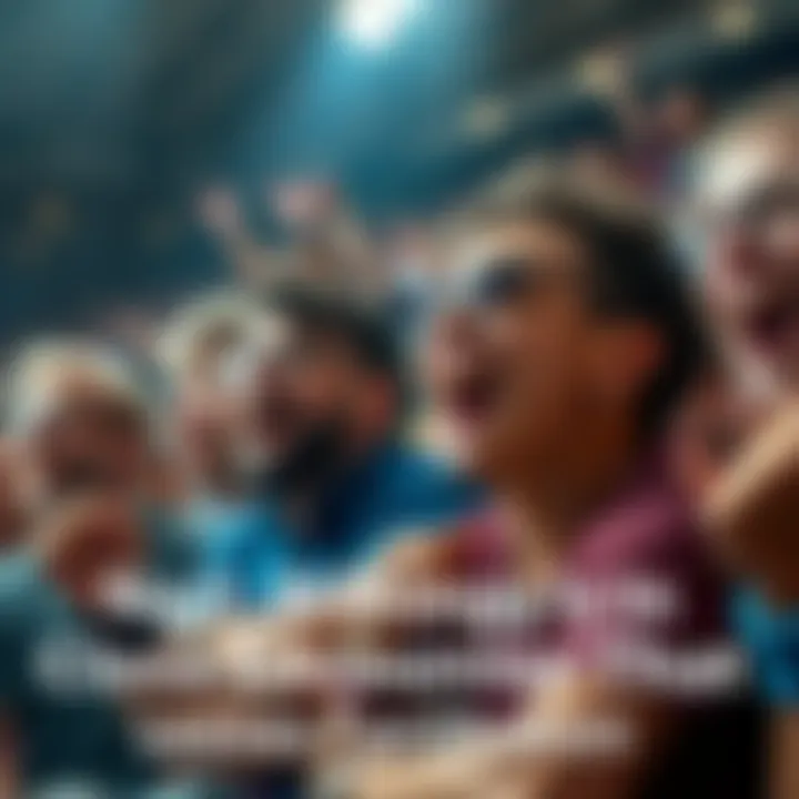 A group of lively fans showing mixed emotions of joy and tension during a thrilling moment of a close encounter in sports.