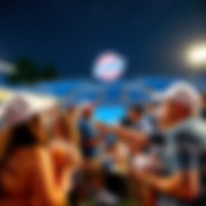 A group of fans tailgating with food and drinks, celebrating together at the U.S. Open event