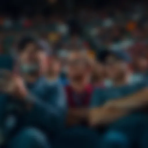 Disappointed fans watching a dull NFL game on TV with bored expressions.