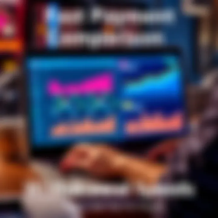 A person comparing withdrawal speeds on different betting sites using a laptop with charts and graphs in the background.