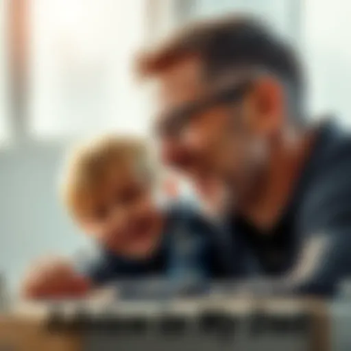 A father and son share a laugh together, capturing a funny moment and a life lesson