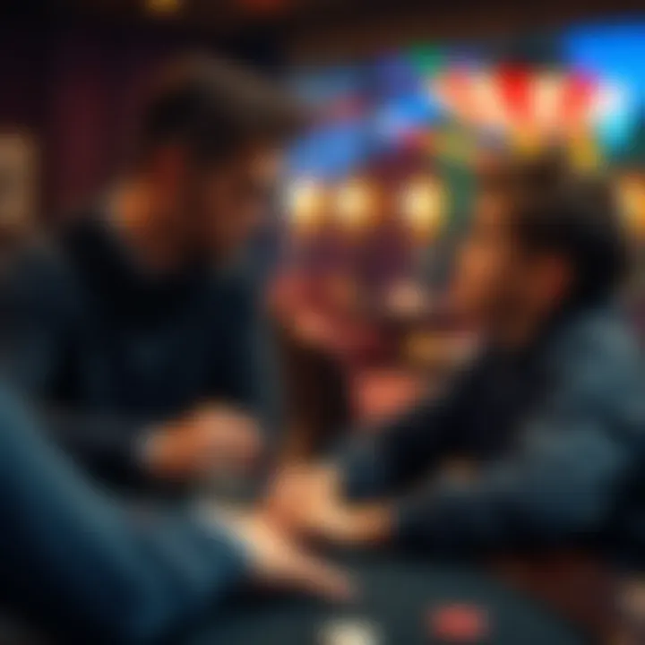 A father observes his son as he plays poker at a table, contemplating the son's decision to pursue poker over law school