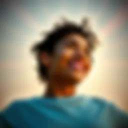 A person smiling and embracing the sun after overcoming tough times, symbolizing hope and resilience.