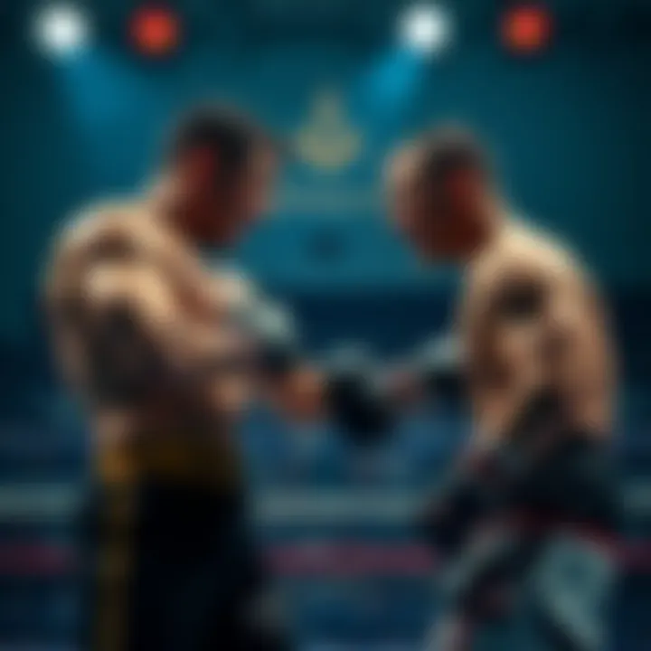 Alex and Ilia Topuria during a fight in the ring with a mysterious backdrop, hinting at conspiracy theories