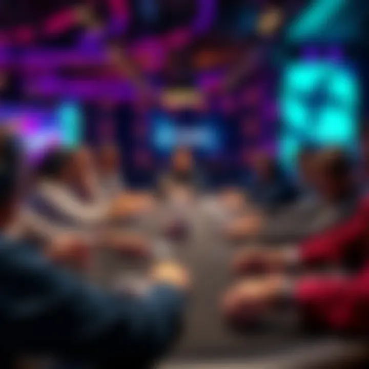 Final Table Poker Event A close-up view of the final table at a poker event with players focused on their cards and chips, capturing the intensity of the competition.