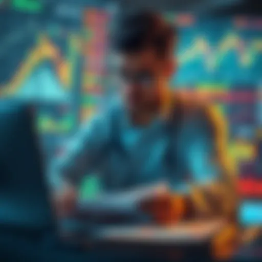 A financial analyst studying market charts and graphs related to stake down trends in the finance industry.