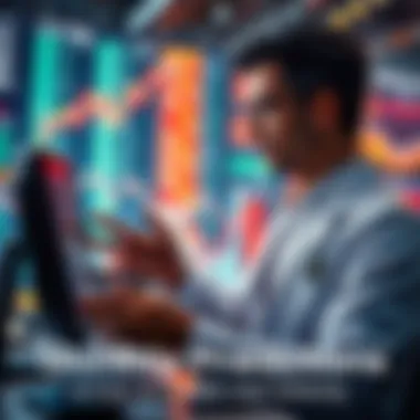 Analyst providing market insights Financial analyst sharing monthly market predictions with a graph showing trends