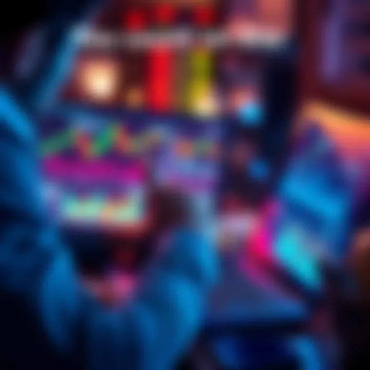 Financial Payout Concept A person analyzing financial graphs and charts on a laptop, focusing on payouts and market trends.