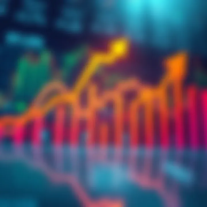 A graph showing upward financial trends with arrows indicating growth and investment opportunities