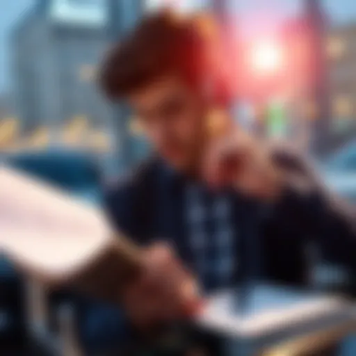 Individual analyzing financial strategies with a notebook and pen