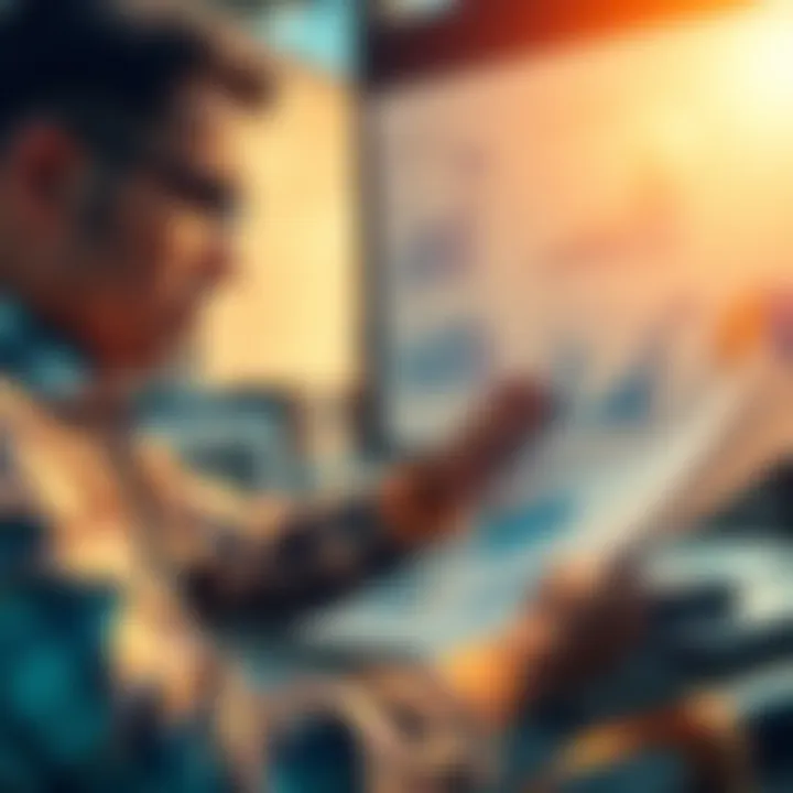 Strategies for Wealth Building A person analyzing financial documents and charts, planning strategies for wealth creation
