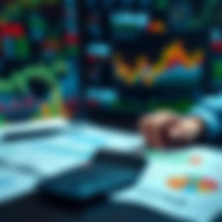 A person analyzing financial graphs and trends with charts and a calculator on a desk.