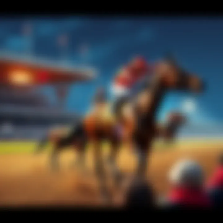 A dramatic scene at Finger Lakes racetrack showing a disqualified horse and outraged bettors