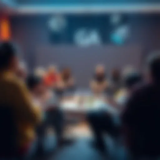 A group of people sitting in a circle during a GA meeting, sharing their stories and supporting each other.