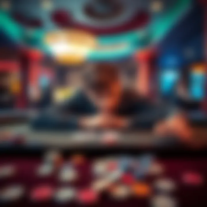 First time at the casino A young adult sits at a blackjack table with a look of disappointment after losing money. Cards and chips are scattered in front of them, showing the aftermath of their first gambling experience.