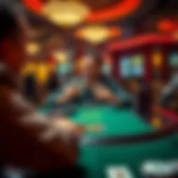 A person sitting at a blackjack table in a casino, smiling while holding cards, with chips stacked in front of them.