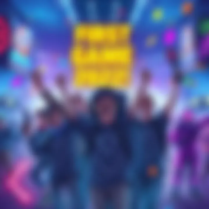 First Game Launch Announcement A digital illustration featuring vibrant game elements and excited gamers celebrating the upcoming game launch of 2025.