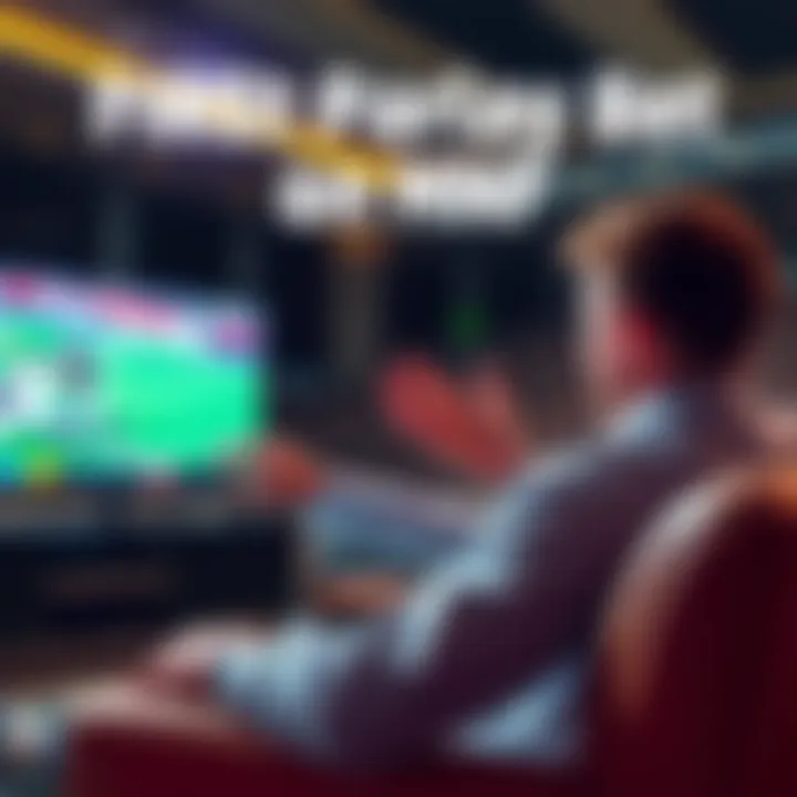 A person excitedly placing a parlay bet on Monday Night Football while watching the game on TV.