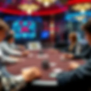 Five-Handed Poker Table A five-handed poker table with players engaged in a game, chips in front of them, highlighting the lively atmosphere of the game.