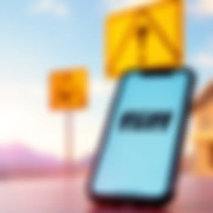 A smartphone displaying the Fliff app interface with a warning sign in the background, symbolizing potential legal issues in Montana.