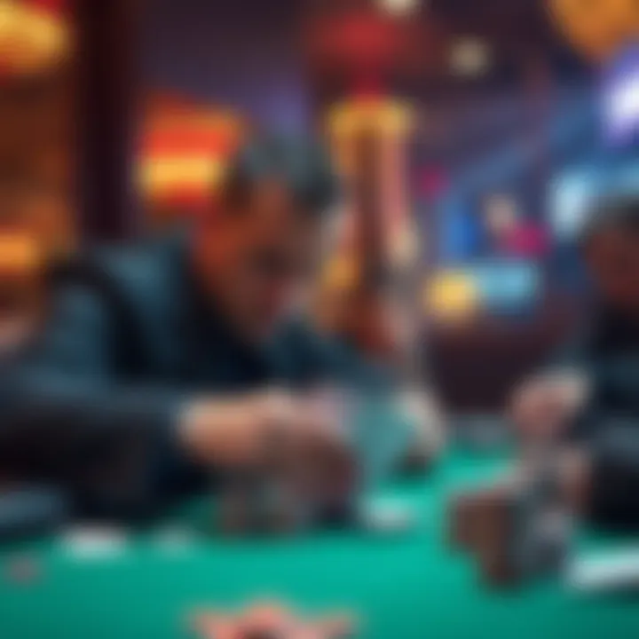 A player contemplating folding KK in a poker game at a low stakes table, with an intense focus on their cards and surroundings.