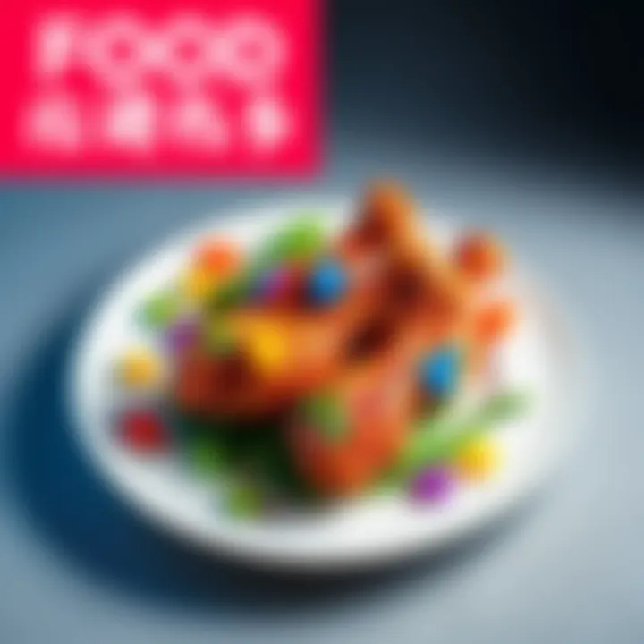 A colorful plate featuring chicken drumsticks arranged with various numbers and symbols, illustrating the fusion of culinary and numerical concepts.
