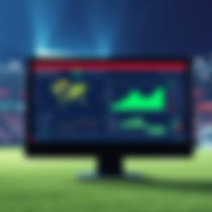 A computer screen displaying football statistics and betting odds alongside charts and graphs