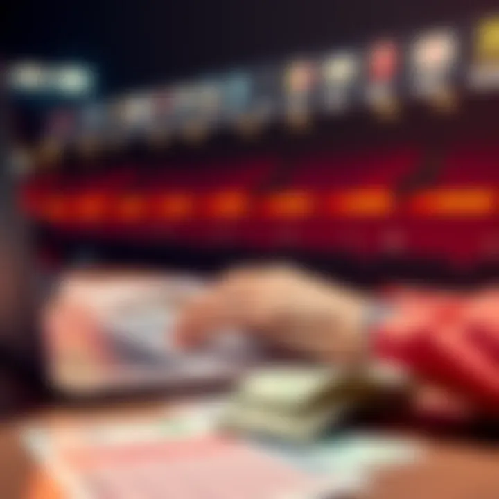 A person reviewing football stats and betting options on a laptop with cash on the table