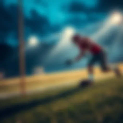 A football player stretches out to cross the goal line, showcasing the intense moment of a close game where every inch matters.