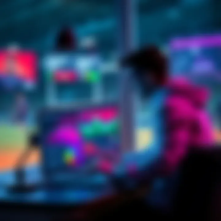 Football Matches Predictions A sports analyst reviewing football match statistics on a laptop with charts and graphs in the background