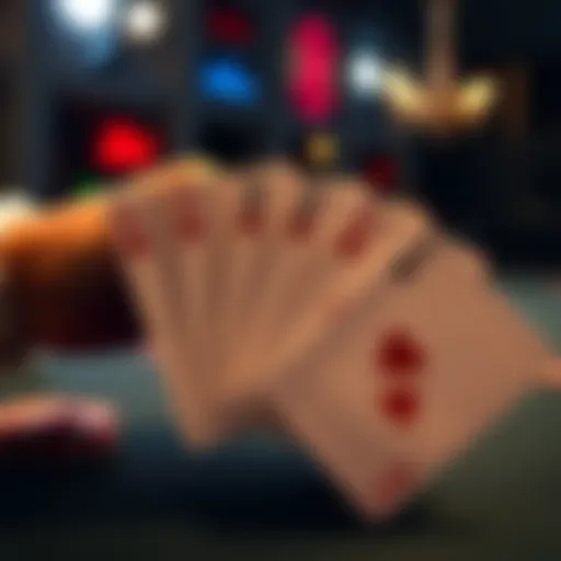 A hand revealing four aces, all hearts, laid out on a poker table.
