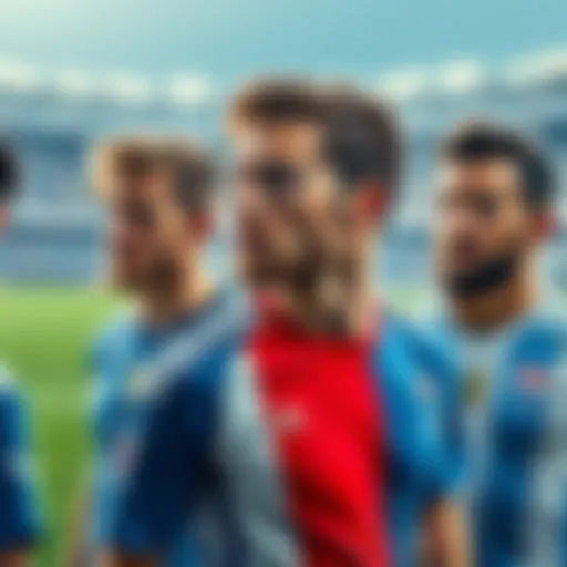 Players from France and Argentina preparing for a World Cup match, showcasing intense focus and determination.