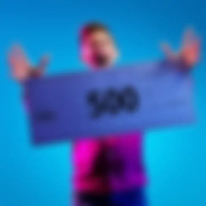 Free 500 Promotion at Greedy223s A person excitedly holding a large check with the text '500' on it, representing a free cash offer from Greedy223s.