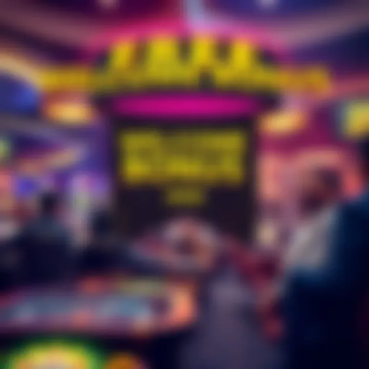 A casino scene showing a welcoming atmosphere with players enjoying games and receiving bonus offers, featuring a banner for 25 free SC on Stake.