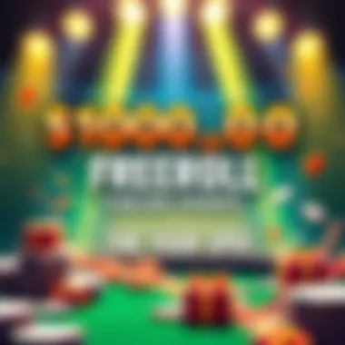 $100,000 Freeroll Event Promotion A vibrant graphic featuring a large cash prize announcement for a freeroll event, with text indicating the date and a call to action to join the event.