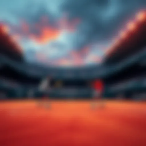Tennis players compete on clay court during the French Open tournament
