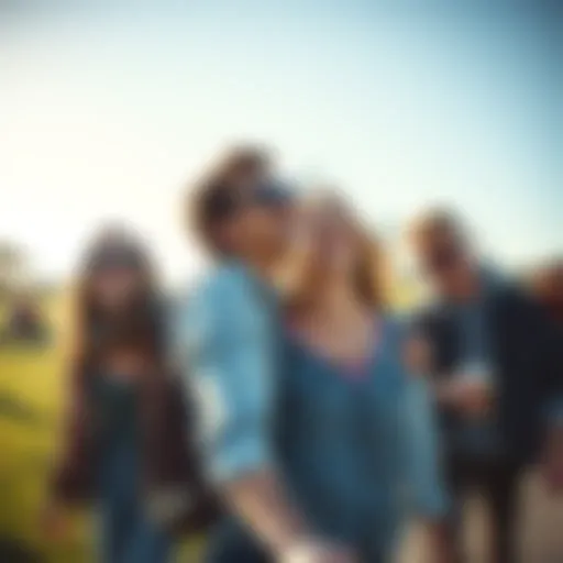 A group of friends laughing and having fun at a park, embracing spontaneous activities and making memories together.