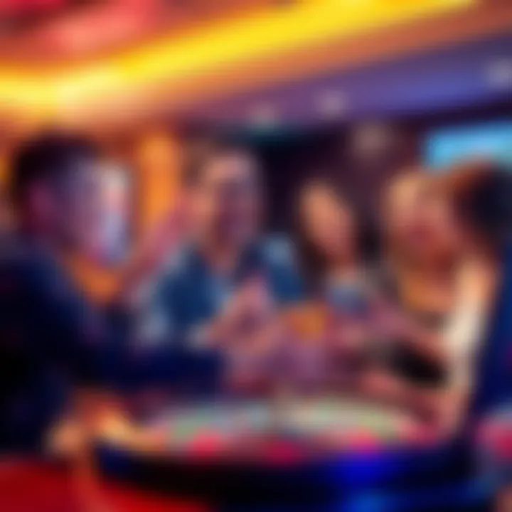 A group of friends enjoying live casino games together on their devices, celebrating wins and having fun.