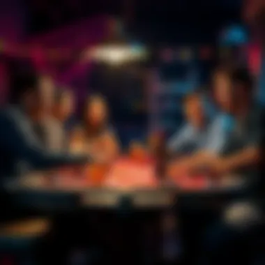 A group of friends gathered around a table enjoying a lively poker game with snacks and drinks around them