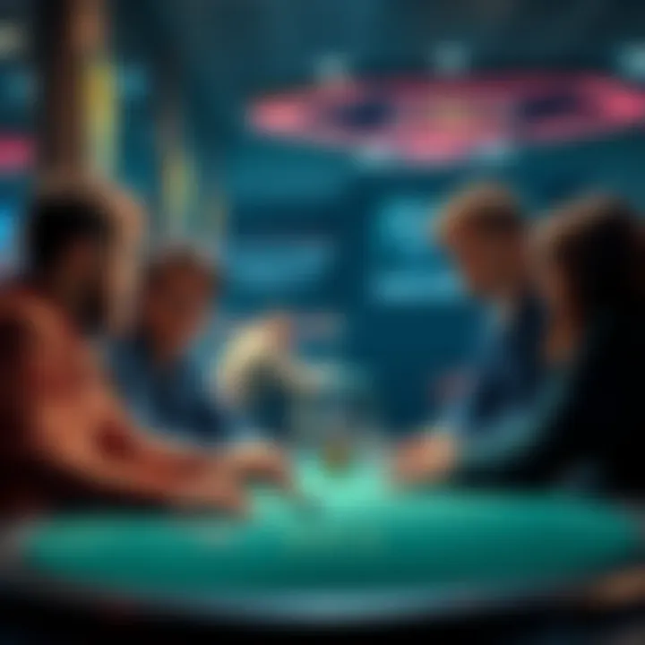 A group of friends talking over a table, considering swapping percentages for a tournament.