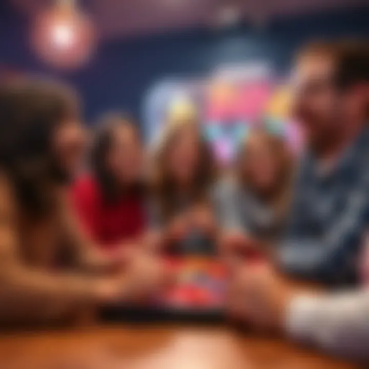 Group of friends having fun while playing games A group of friends laughing and enjoying a game night together, showing that they are focused on having fun rather than winning