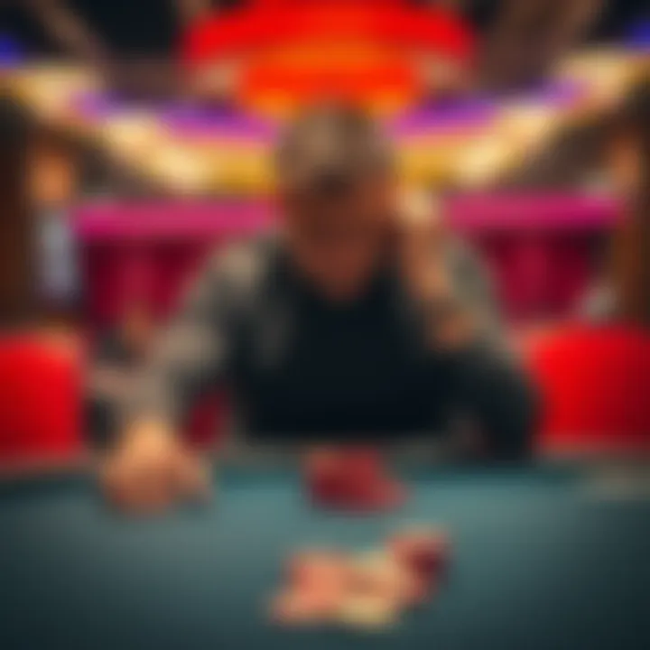 Frustrated gambler at card table A poker player looks disheartened while sitting at a card table with empty chips in front of them, reflecting on their losing streak.