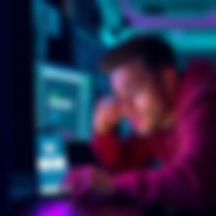 Frustrated player using Rainbet A person looking stressed while attempting to log into Rainbet on a computer, with a phone showing a 2FA authentication app beside them.