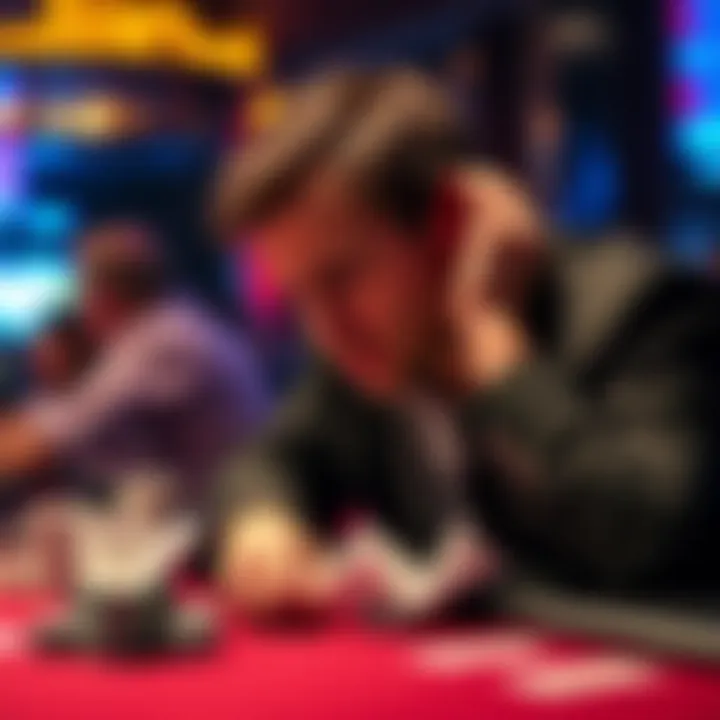 Frustrated poker player at Borgata A poker player looking frustrated at Borgata after missing a high hand opportunity, holding four of a kind with pocket sevens.