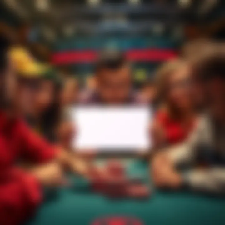 Frustrated poker players with pop-up videos Group of poker players expressing frustration while using the ACR Poker app with pop-up ads