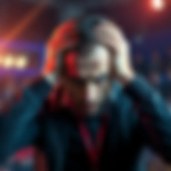 A person with their head in their hands, looking stressed over betting losses during the World Cup