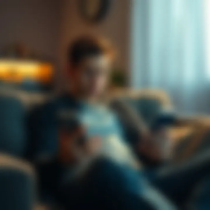 A person sitting on a couch, looking frustrated while checking a betting app on their phone, indicating a delayed payout issue.